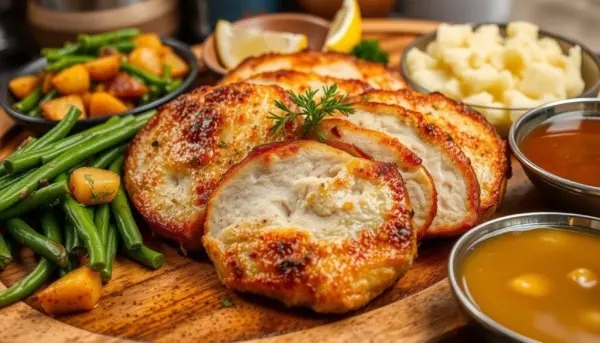 Baked Pork Cutlets with Side Dishes