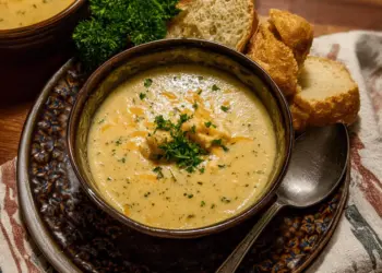 Hearty Cheddar Garlic Herb Potato Soup