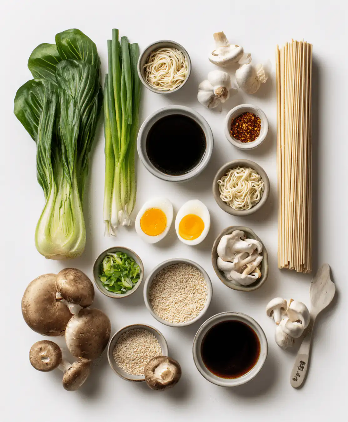 Homemade ramen ingredients
