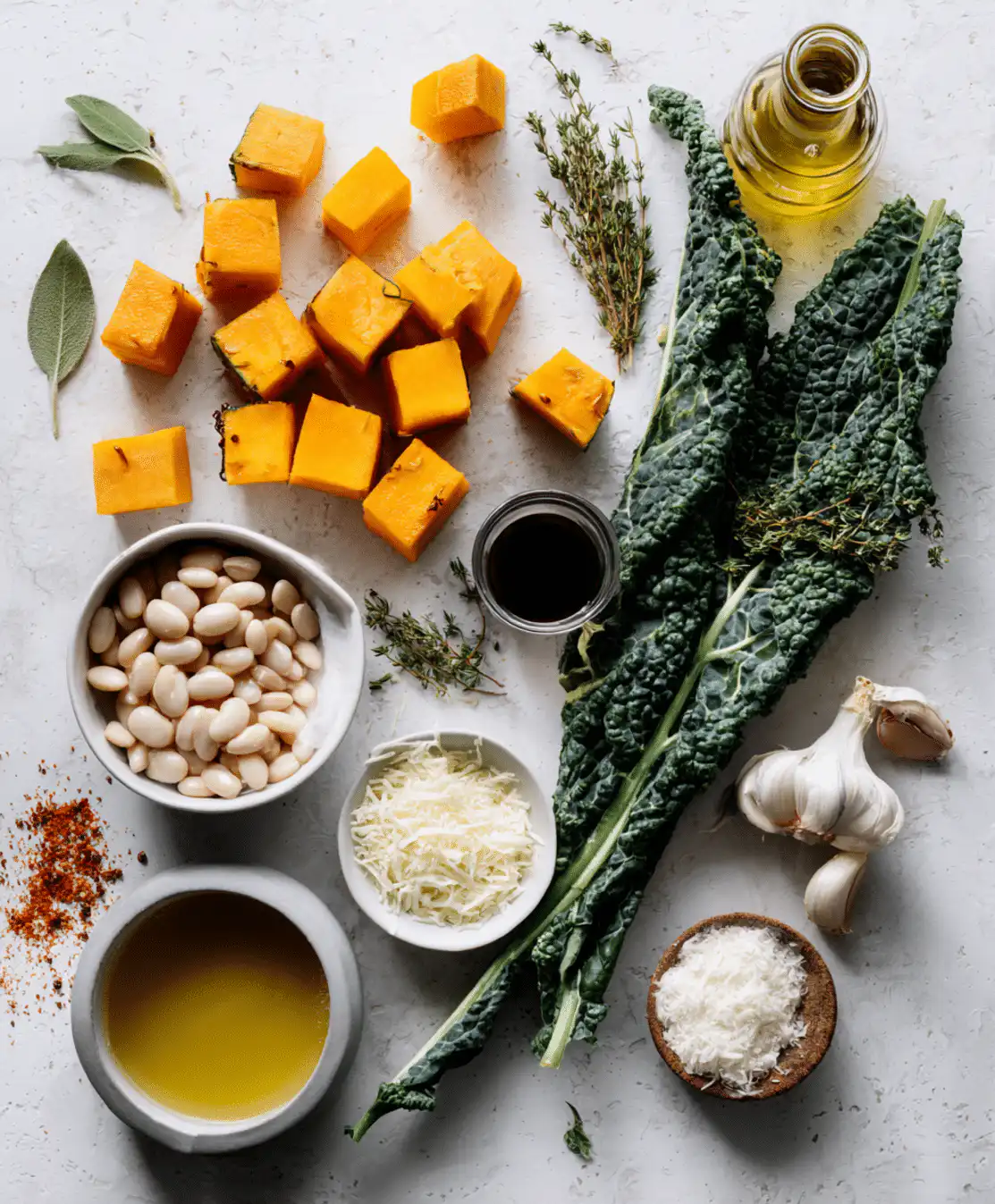 Butternut squash kale white bean soup ingredients