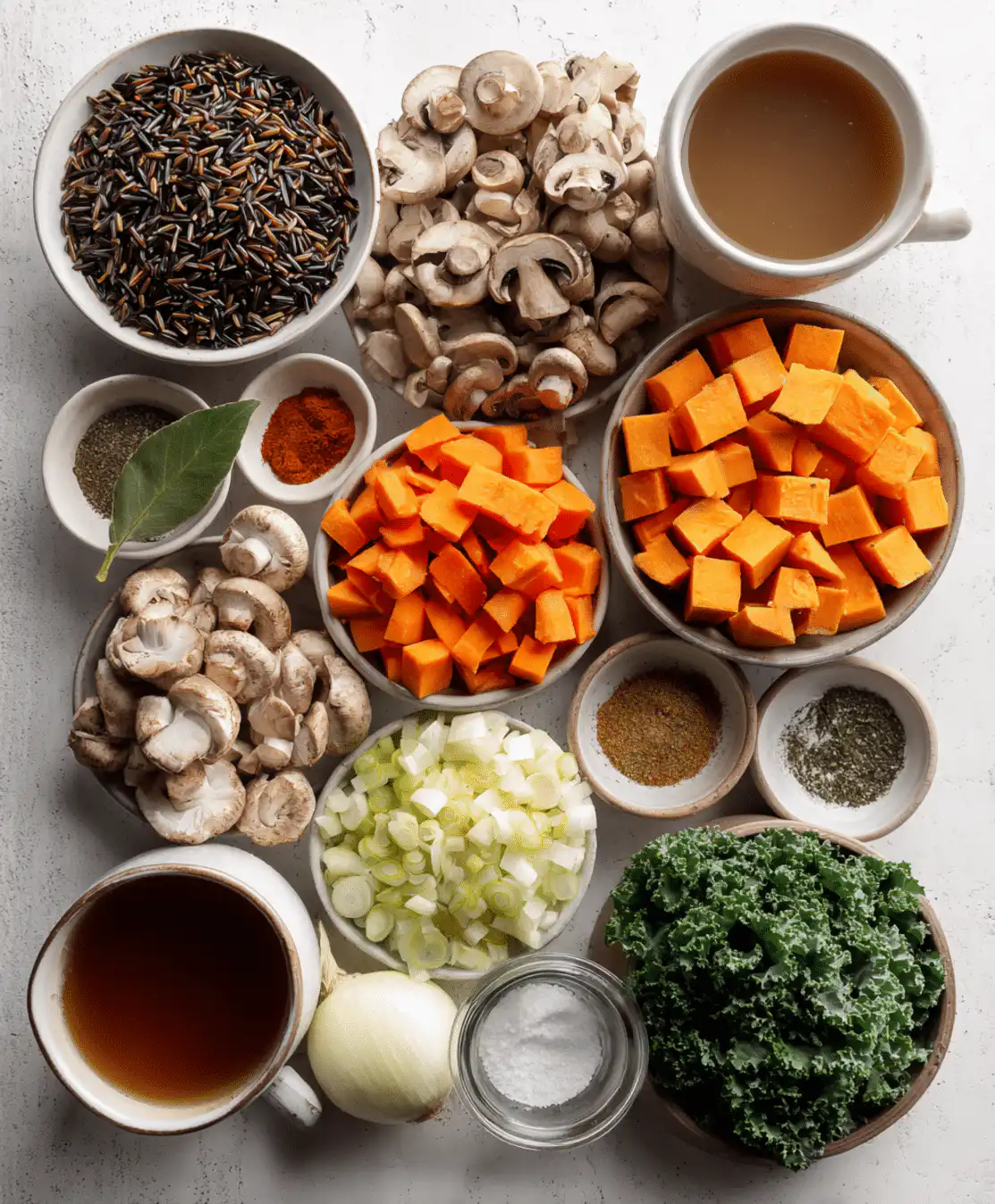 Delicious autumn wild rice soup ingredients