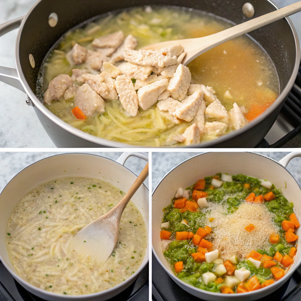 creamy chicken noodle soup with rice how to make