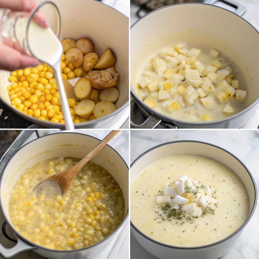 Homemade corn chowder recipe step by step directions