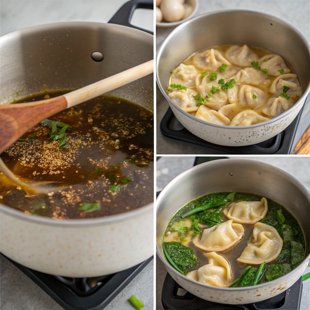 Pot sticker soup cooking process