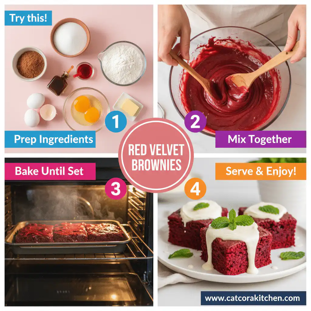 card recipe ingredients and instructions Red Velvet Brownies Recipe