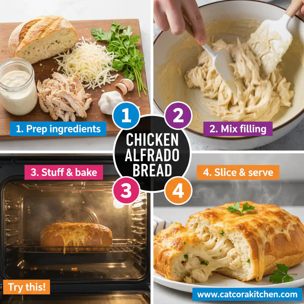 card recipe ingredients and instructions alfredo chicken bread