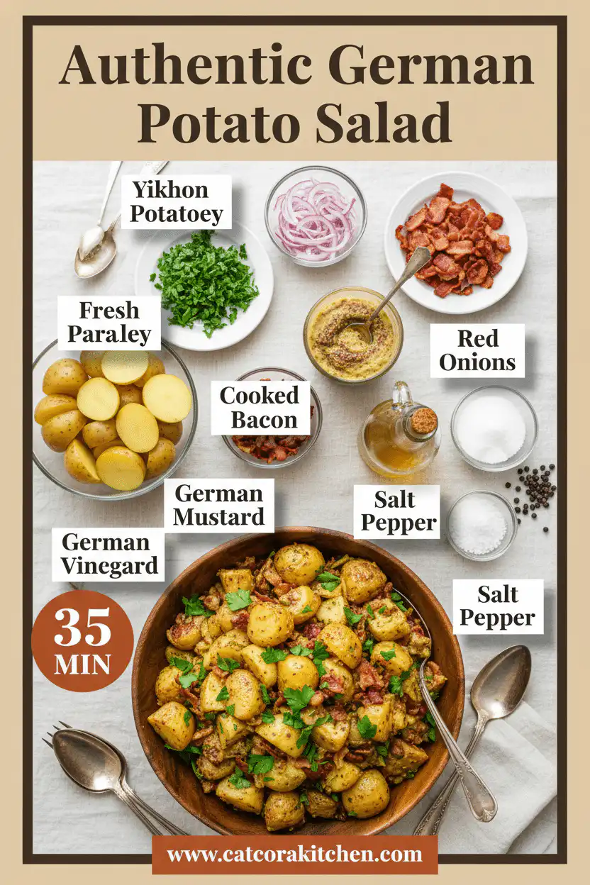 Authentic German potato salad ingredients