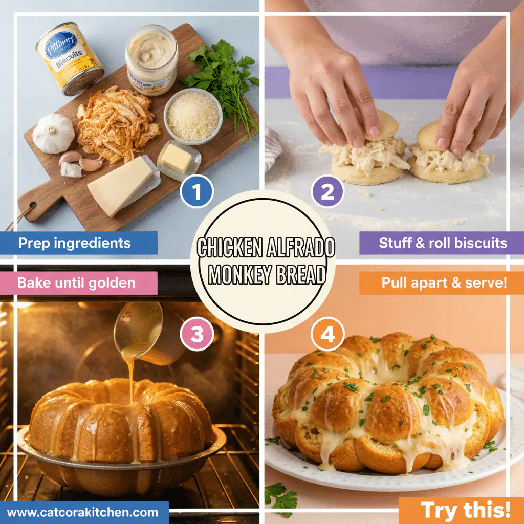 card recipe ingredients and instructions chicken alfredo monkey bread