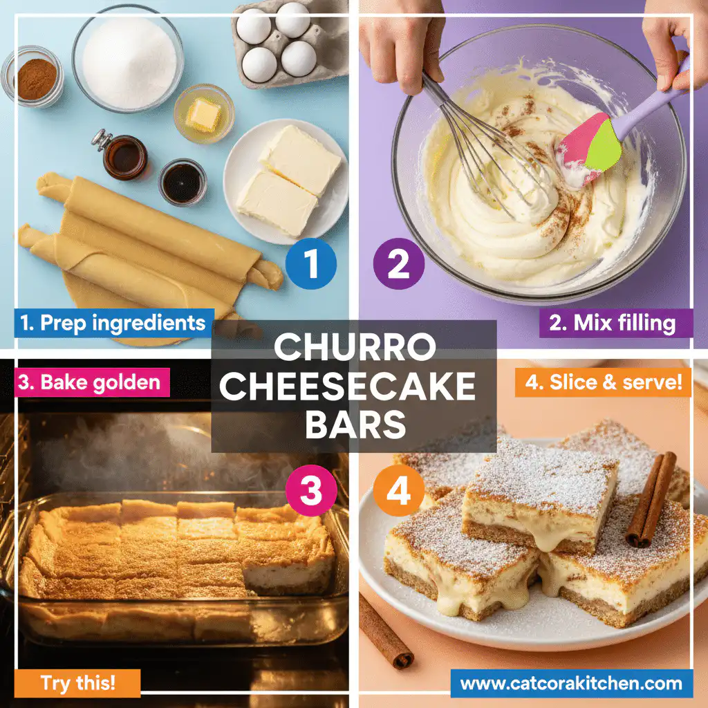 card recipe ingredients and instructions churro cheesecake bars