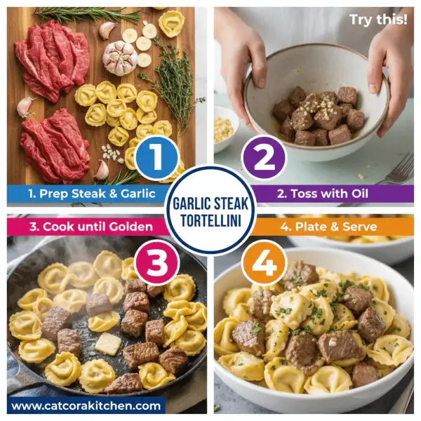 card recipe ingredients and instructions garlic steak tortellini