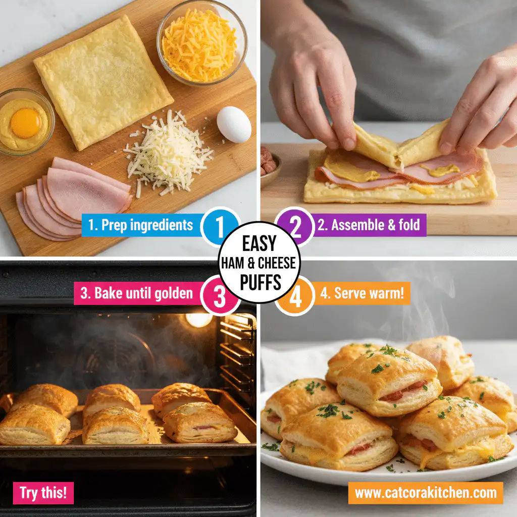 card recipe ingredients and instructions ham and cheese puff pastry