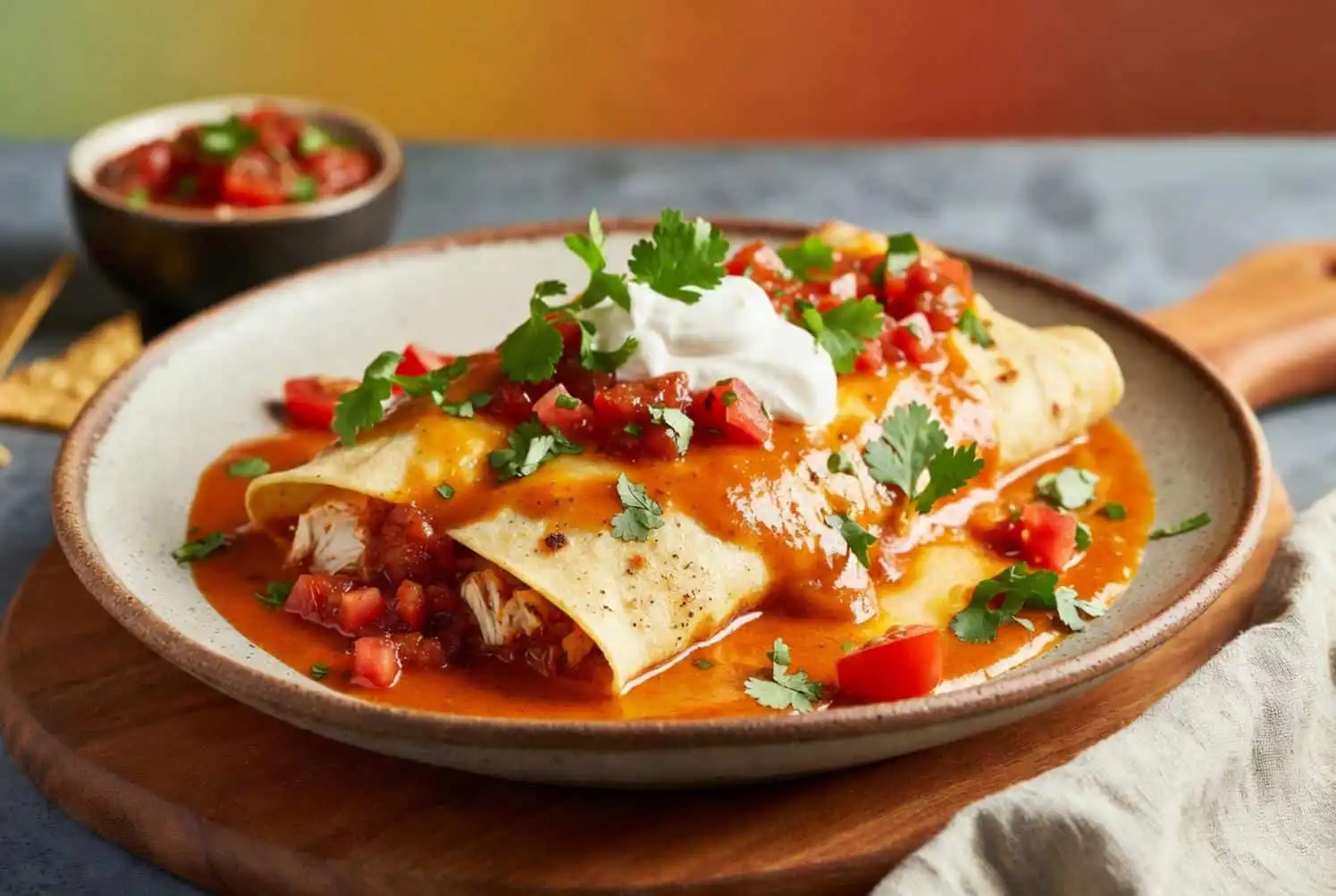 Queso Chicken Enchiladas