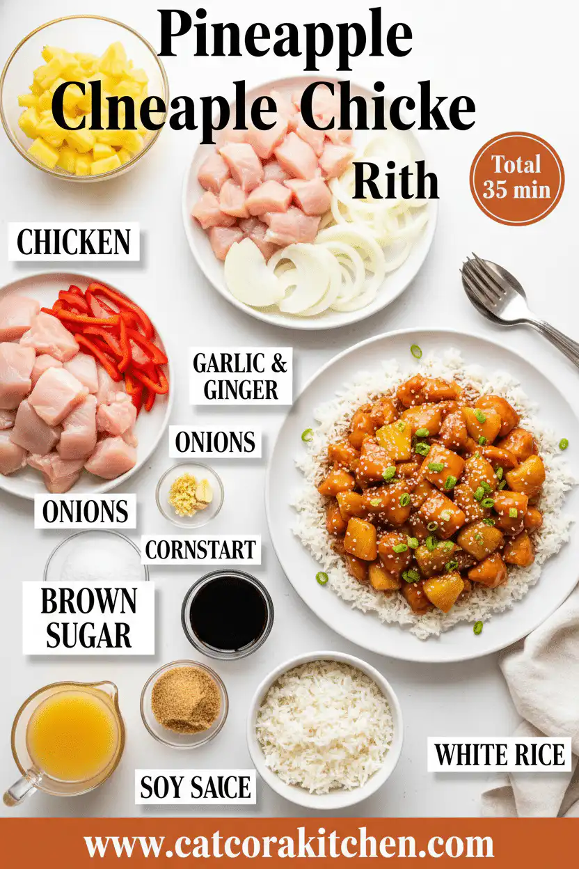 Pineapple chicken with rice ingredients