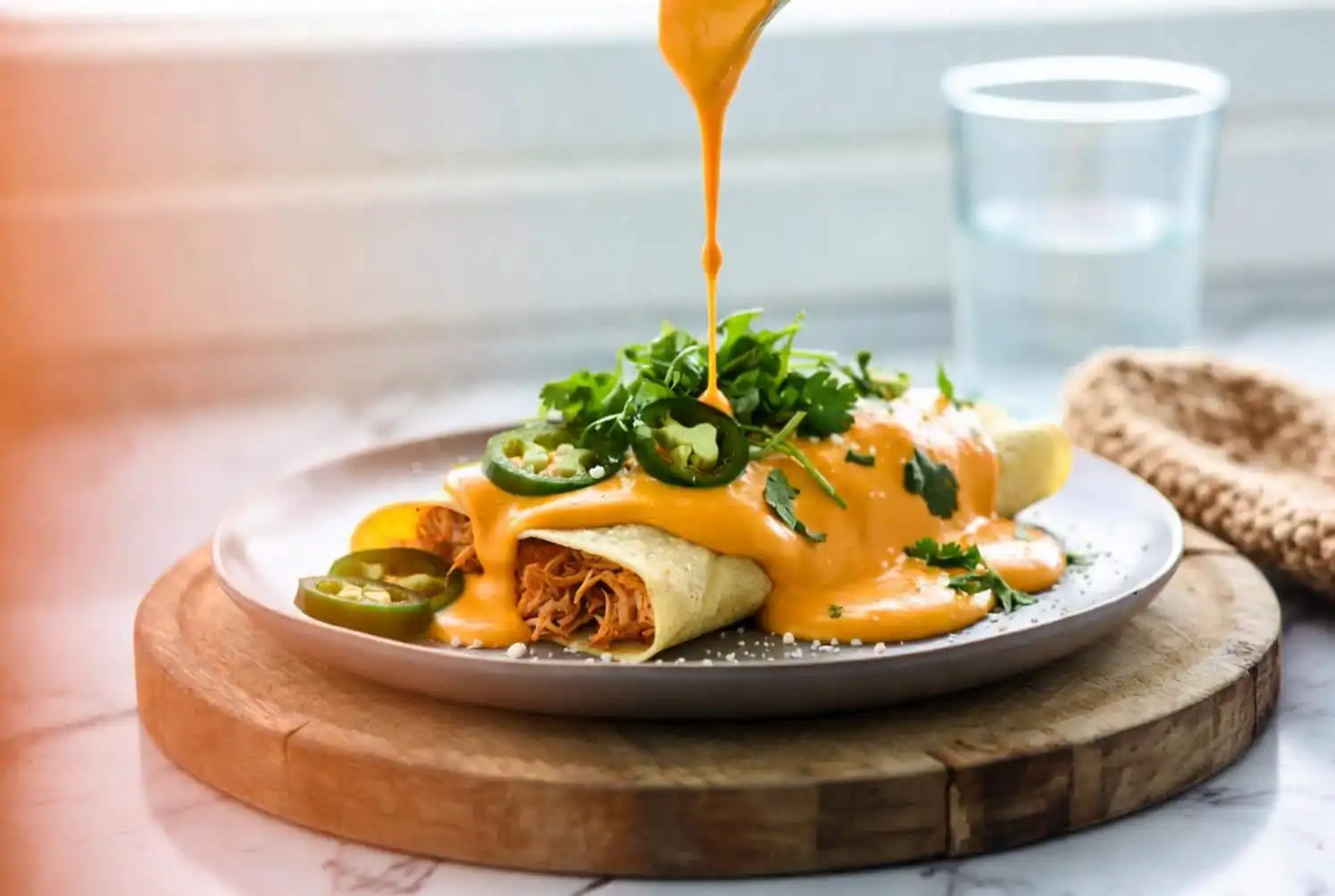 Queso Chicken Enchiladas