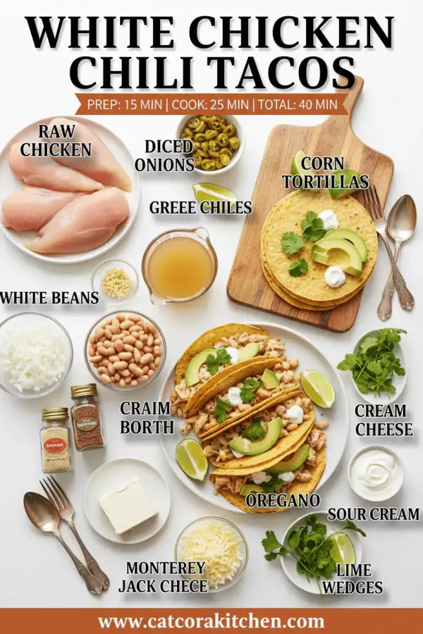 White chicken chili tacos ingredients