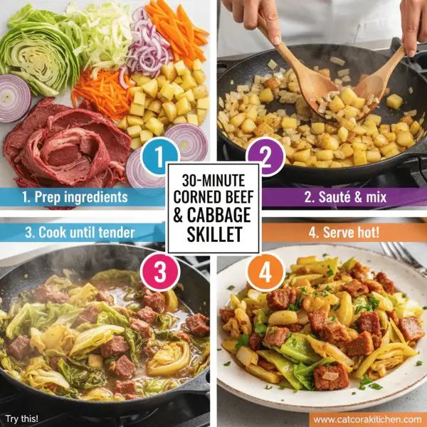 card recipe ingredients and instructions 30-minute corned beef and cabbage skillet