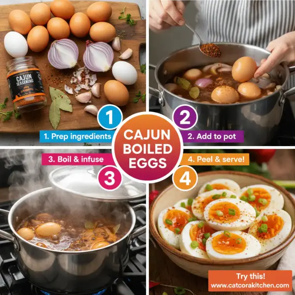 card recipe ingredients and instructions Cajun boiled eggs