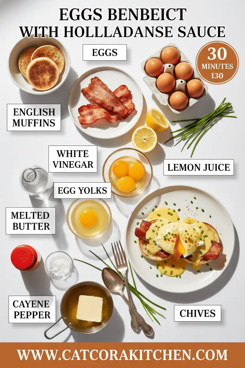 Eggs Benedict with Hollandaise sauce ingredients