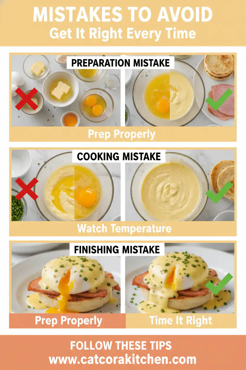 Eggs Benedict with Hollandaise sauce common mistakes