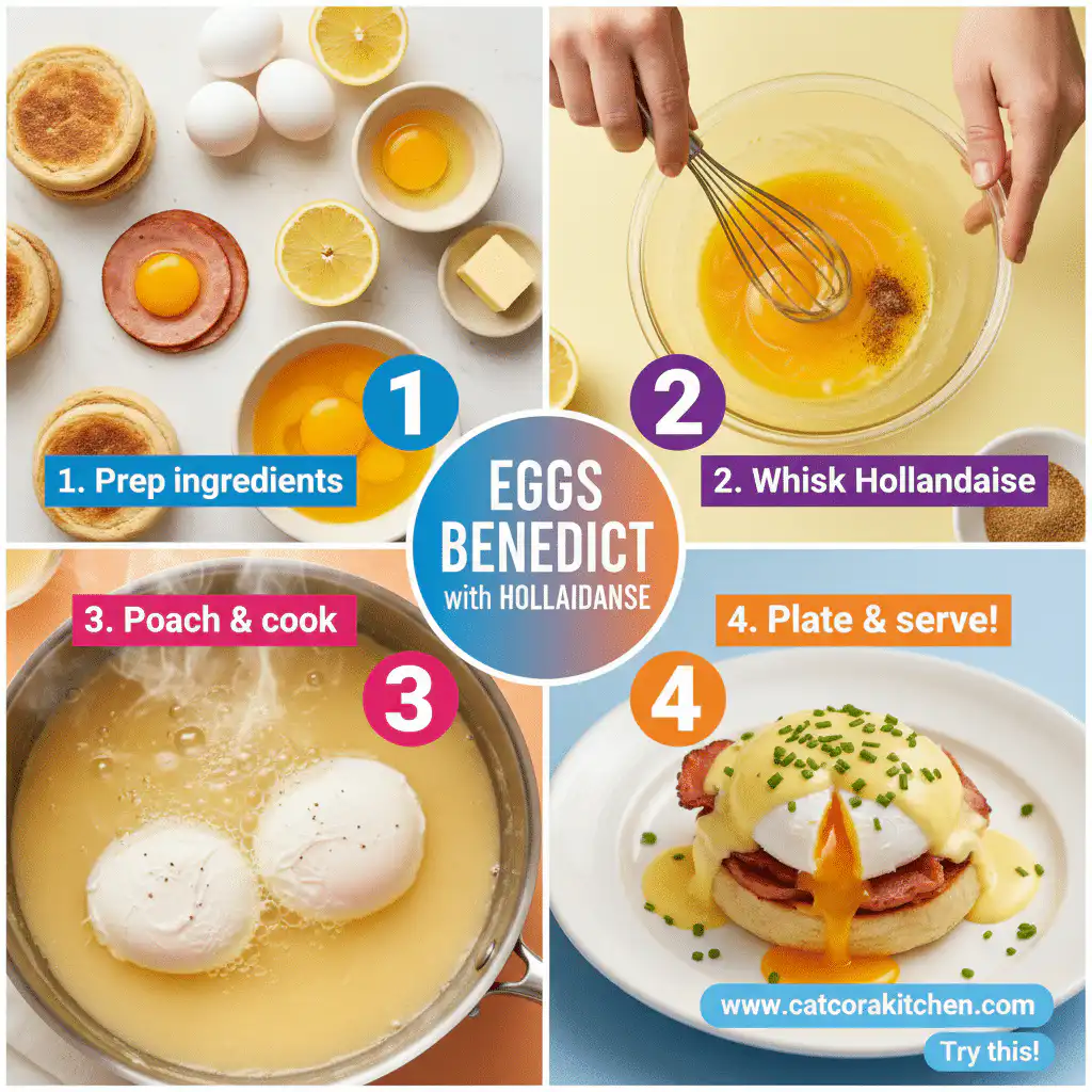 card recipe ingredients and instructions Eggs Benedict with Hollandaise sauce