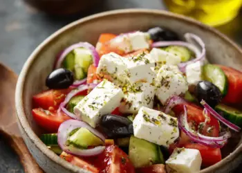 Greek salad with homemade dressing