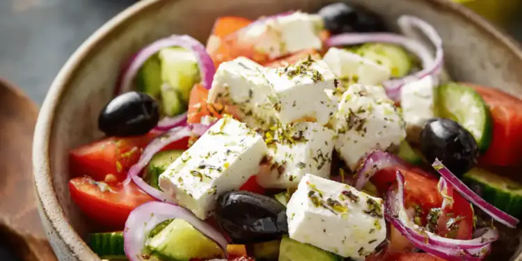 Greek salad with homemade dressing