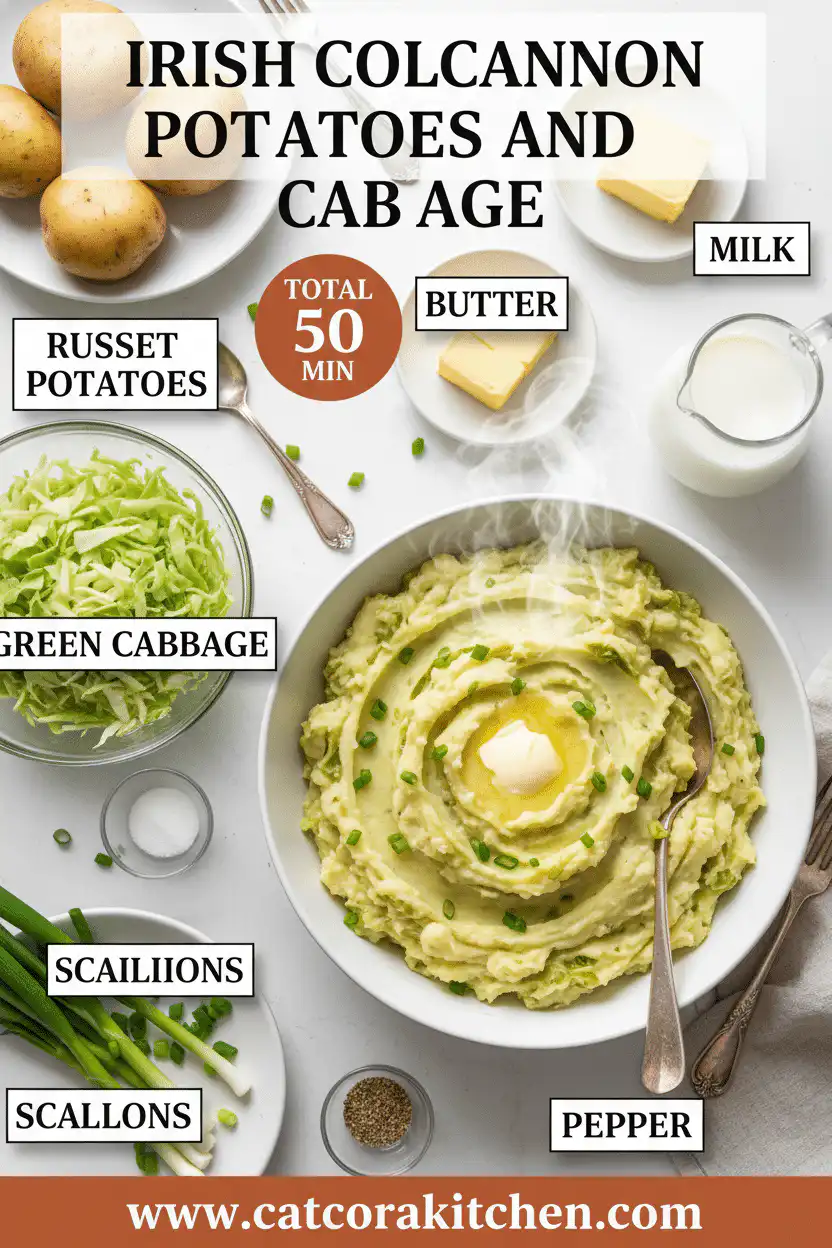 Irish colcannon potatoes and cabbage ingredients