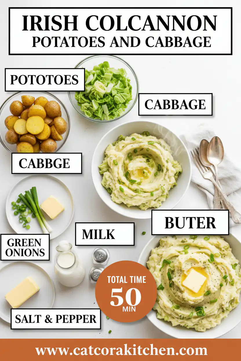 Irish colcannon potatoes and cabbage ingredients