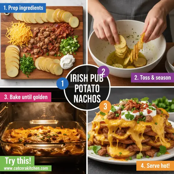 card recipe ingredients and instructions Irish pub potato nachos