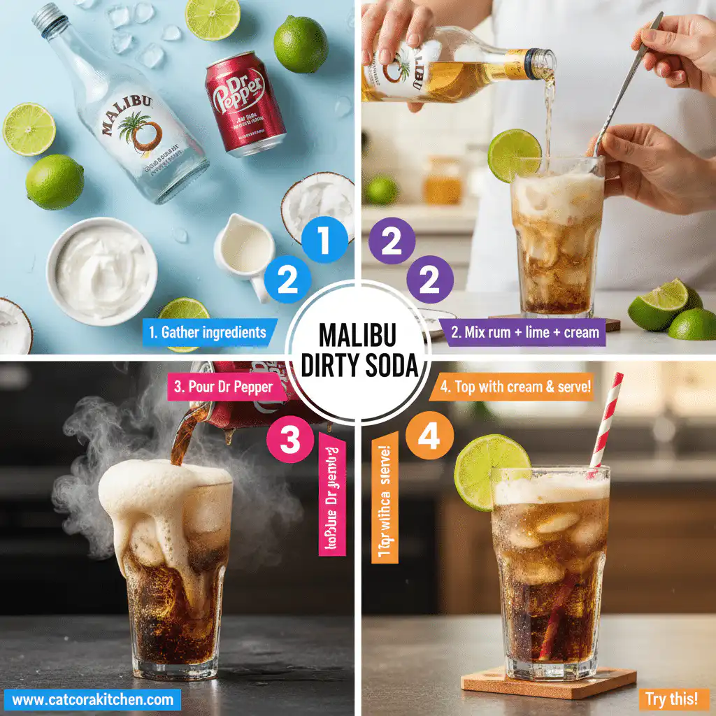 card recipe ingredients and instructions Malibu dirty soda