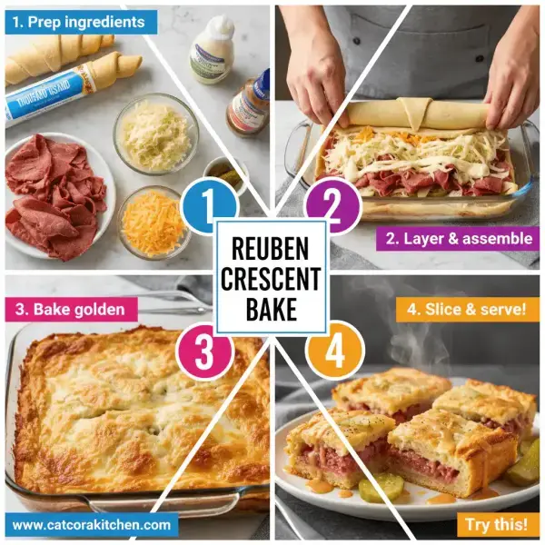 card recipe ingredients and instructions Reuben crescent bake