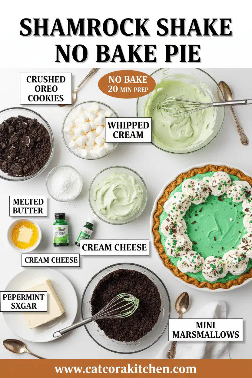 Shamrock Shake Pie no bake ingredients