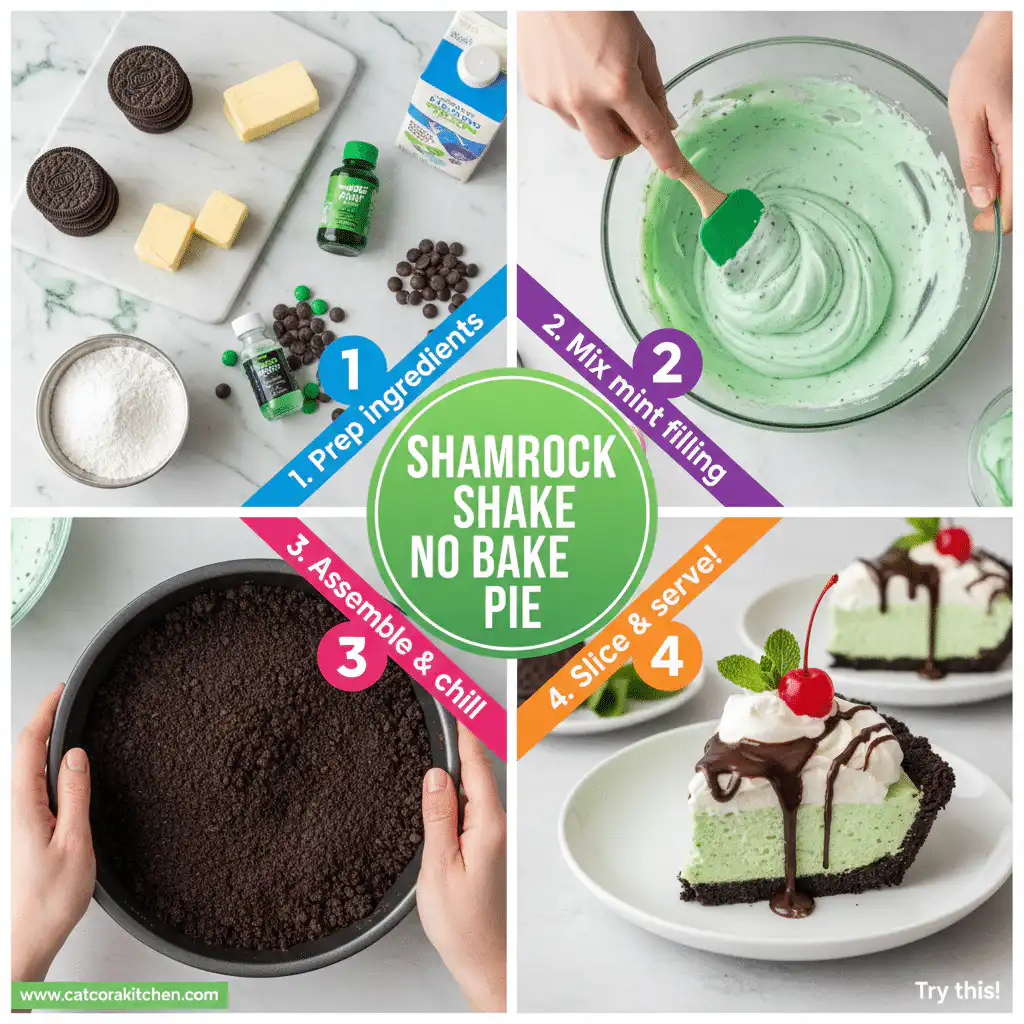 card recipe ingredients and instructions Shamrock Shake Pie no bake