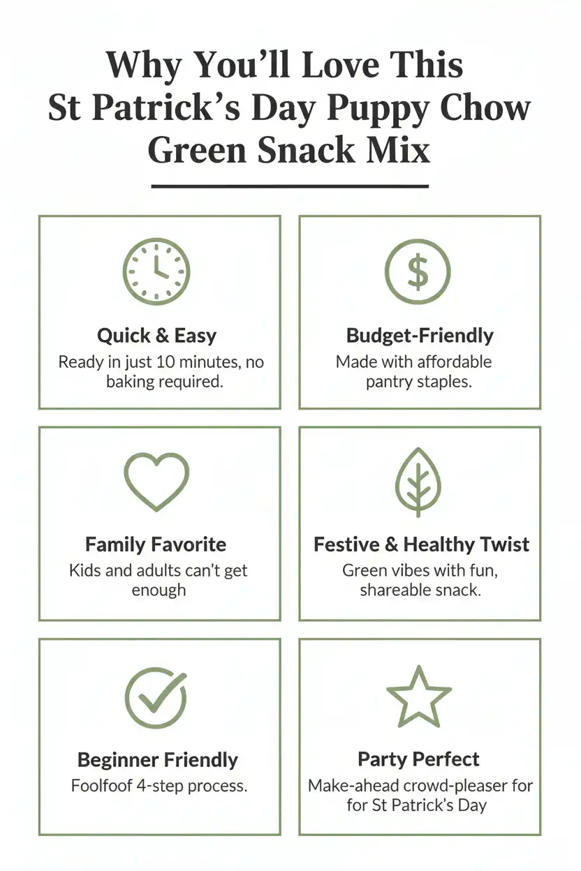 Why you'll love St. Patrick's Day puppy chow green snack mix