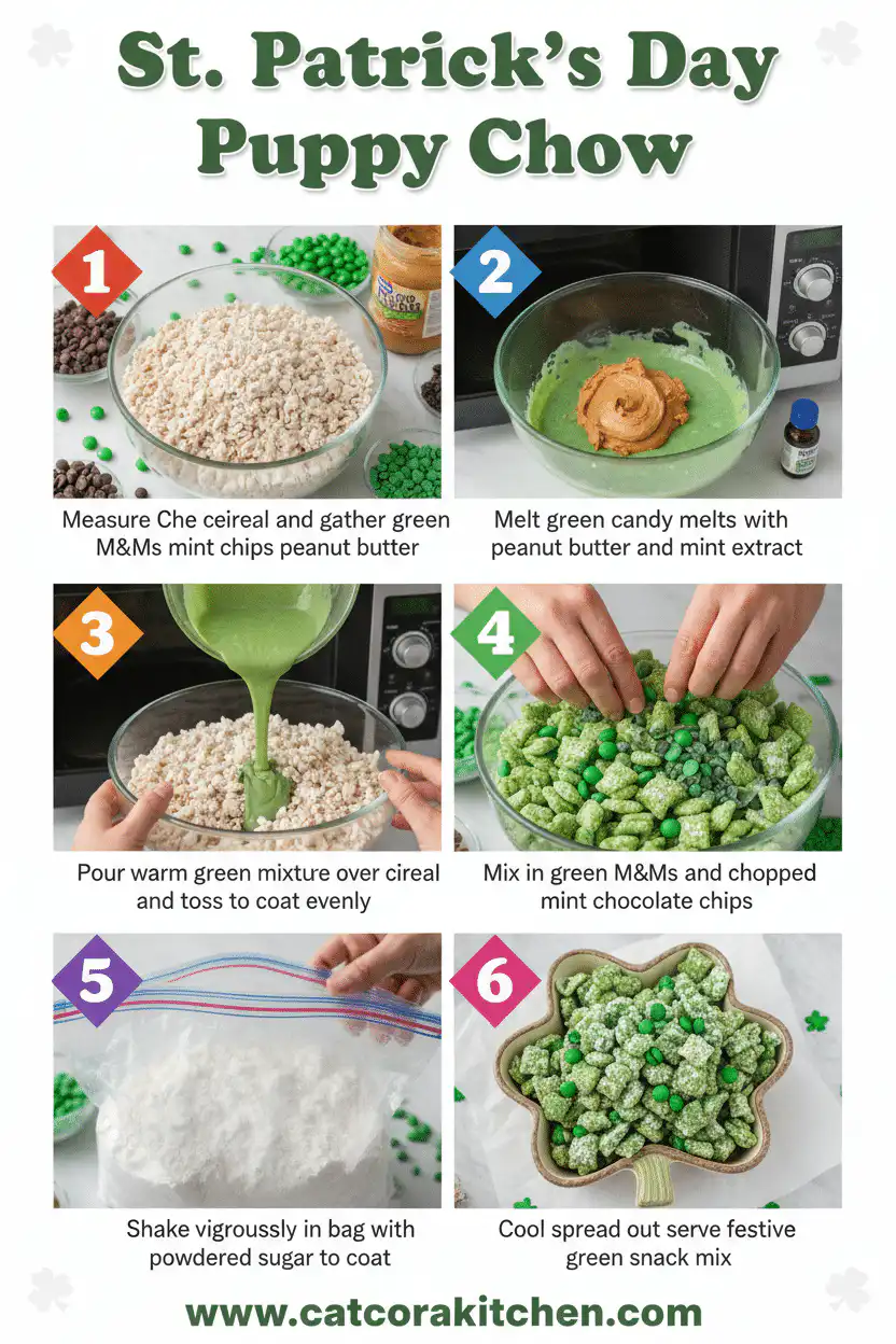 St. Patrick's Day puppy chow green snack mix How to Make 