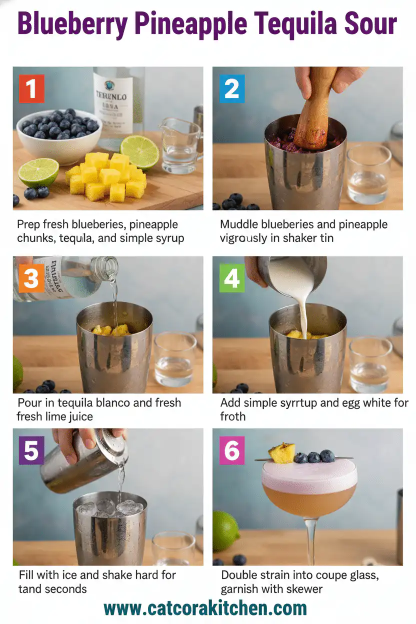 Blueberry pineapple tequila sour How to Make