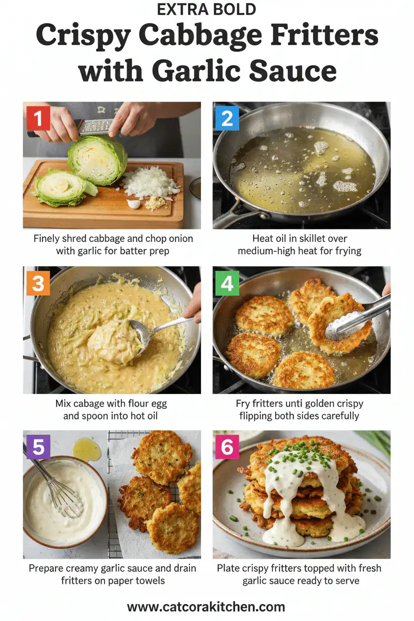 Crispy cabbage fritters with garlic sauce How to Make 
