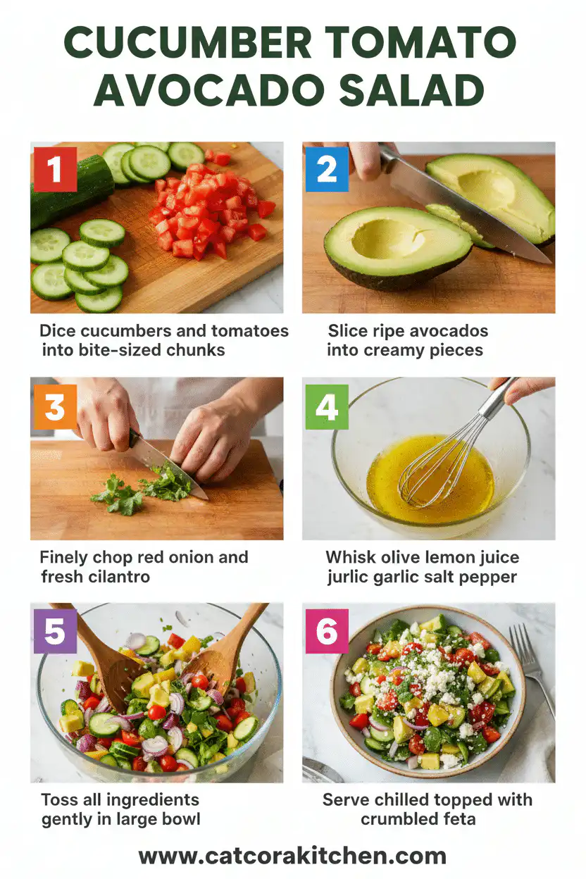 Cucumber tomato avocado salad How to Make 