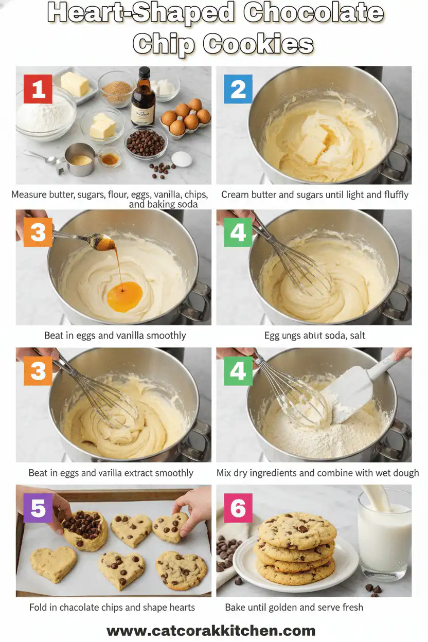 Heart shaped chocolate chip cookies How to Make 