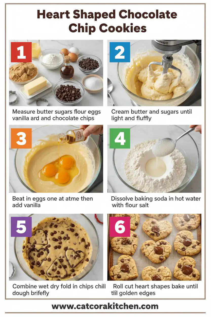 Heart shaped chocolate chip cookies How to Make