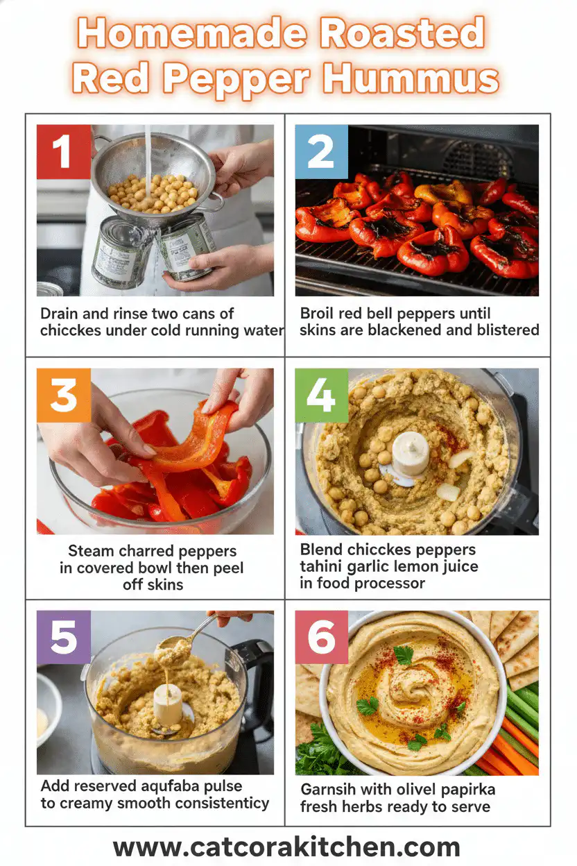 Homemade hummus with roasted red pepper how to make