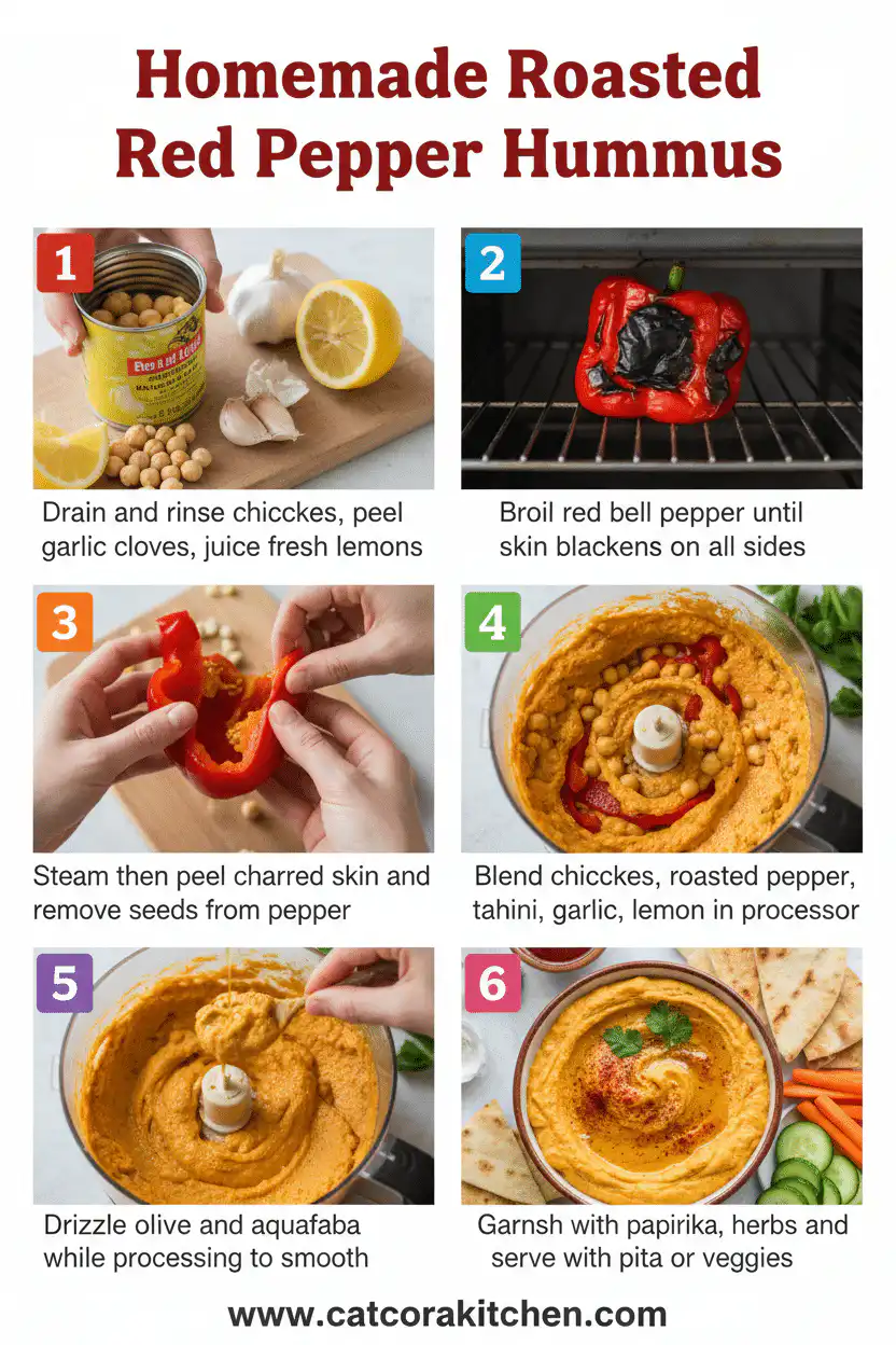 Homemade hummus with roasted red pepper How to Make 