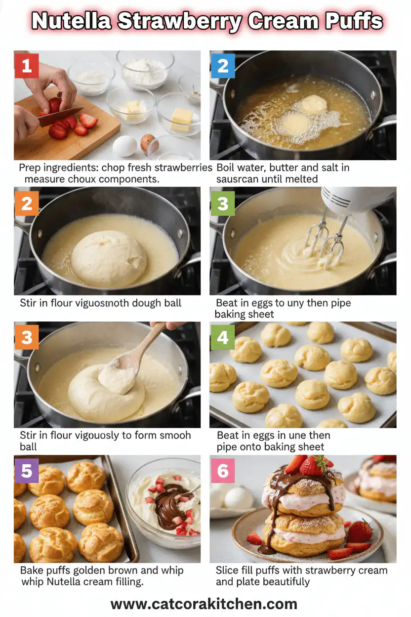 Nutella Strawberries Cream Puffs How to Make