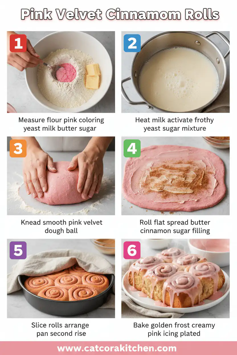 Pink velvet cinnamon rolls How to Make 