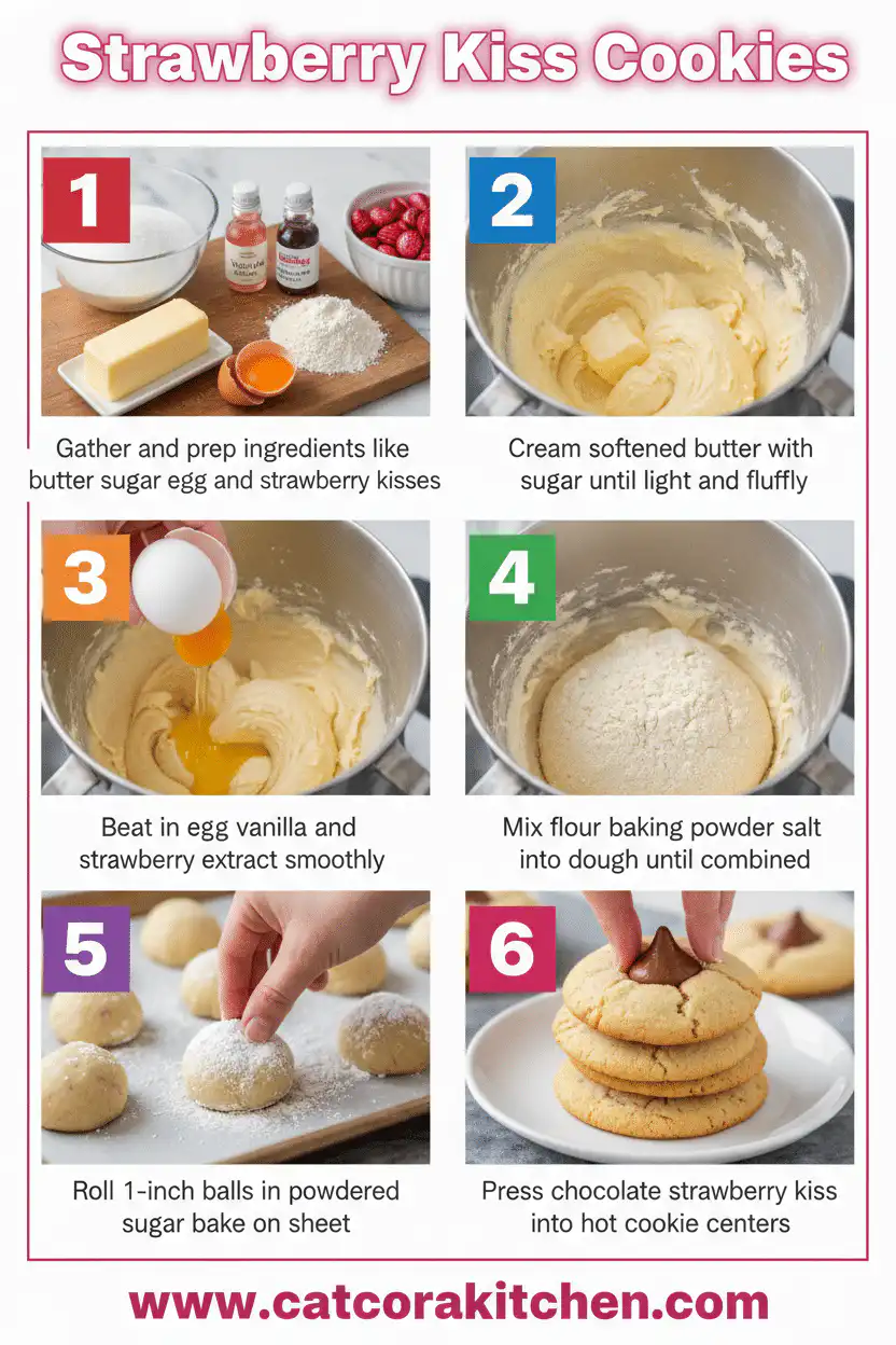 Strawberry kiss cookies How to Make 