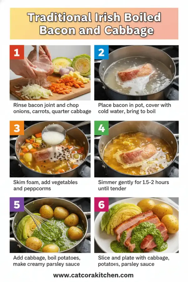 Traditional Irish boiled bacon and cabbage How to Make