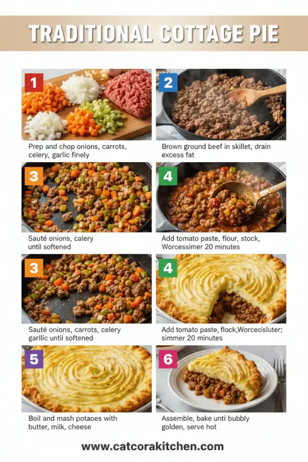 Traditional cottage pie with ground beef How to Make 