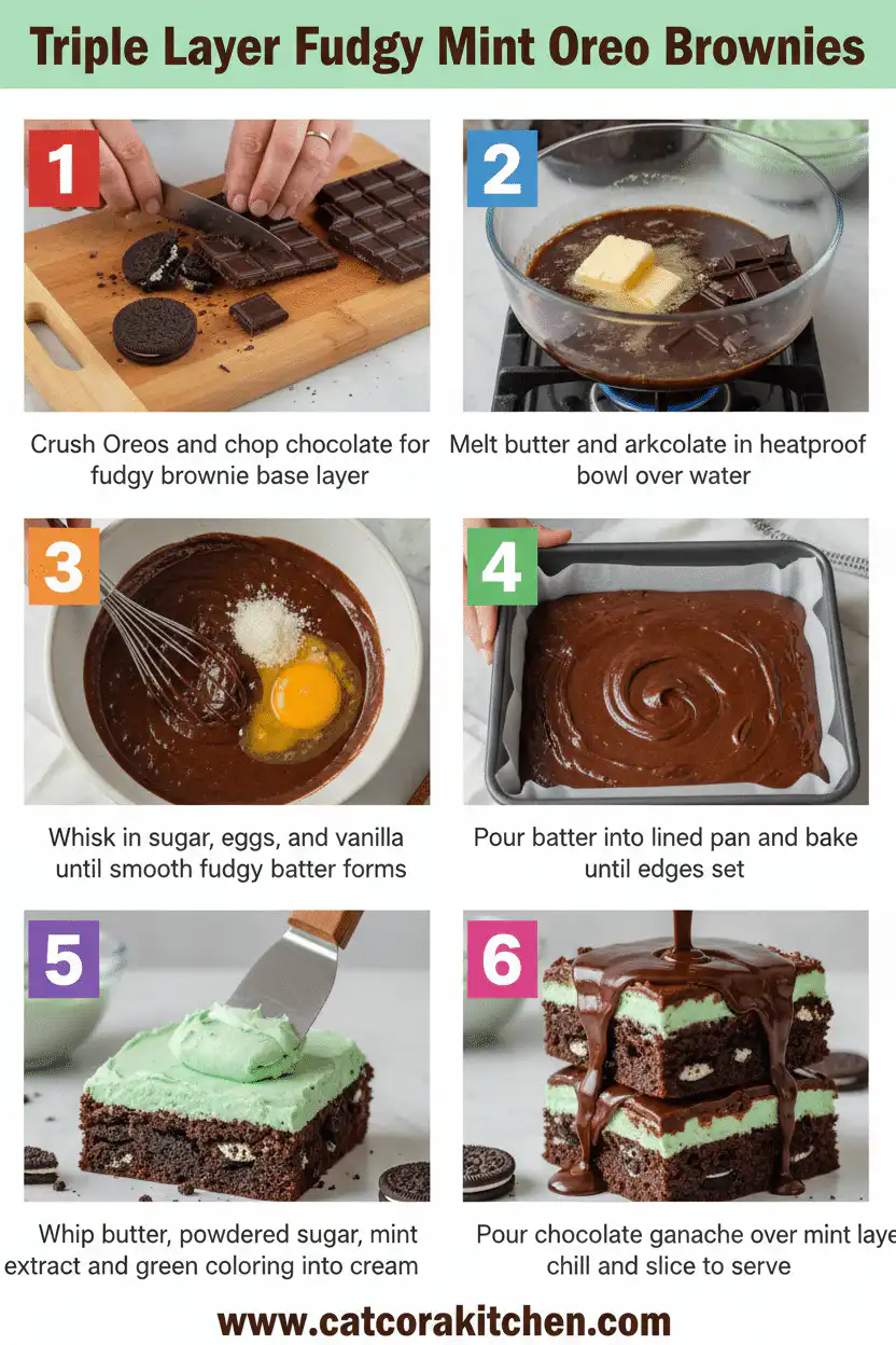 Triple layer fudgy mint Oreo brownies How to Make 