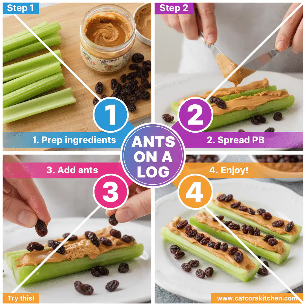 card recipe ingredients and instructions ants on a log