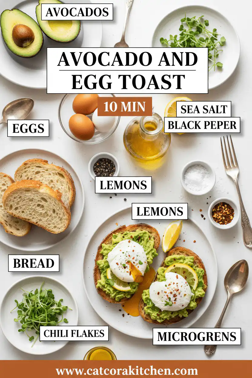 Avocado and egg toast ingredients